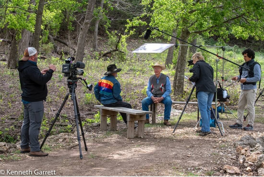 From left to right: Cinematographer Chris McCaffrey, Bruce Bradley, Mike Collins, Olive Talley and sound mixer Pablo Veliz