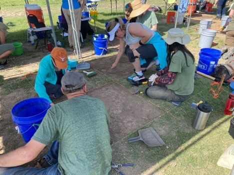 Marking units and starting to dig on Day ONE of TAS field school.